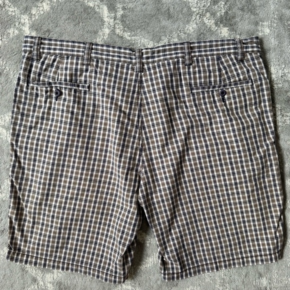 Savane Men's 3XL Grey & Tan Plaid Flat Front Shorts Preppy Classic Smart Casual - Picture 5 of 11